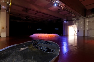 Anna Zanichelli - Rita Beach, Lime Stone Lines installation shown in the exhibition ‘Welcome to the Age of Chaos, Welcome to Entrotopia!’