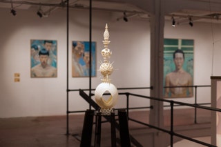 view of 'Tower of Entrotopia' sculpture by Seppe De Roo