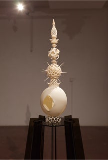 view of 'Tower of Entrotopia' sculpture by Seppe De Roo