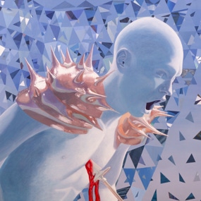 closeup ‘leviathan’ - painting by seppe de roo - acrylic on canvas - 200 x 200 cm - 2021